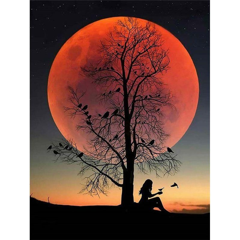 Framrless Diamond Embroidery 5d Set Moon Landscape Diamond Mosaic Painting Adult Picture Of Rhinestones Home Decor