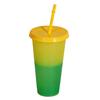 Color Changing Plastic Tumbler with Straw 24oz Reusable Cold Water Cup Leak-Proof Stackable Drinkware for Indoor Outdoor Use