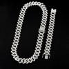 20 Mm 2 Row Zirconia Prong Link Necklace In White Gold Iced Micro Pave Cz Cuban Chain Hip Hop Fashion Jewelry For Men