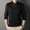 Male Autumn Knit Pullover Polo Shirts Shirt Collar Sweater Pullovers Men'S Business Casual Fashion Stripe Top Clothing