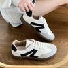 New Flat Luxury Shoes Women Autumn Classic Ladies Sneakers Women Leather Retro Low Cut Lace -up Casual Round Toe Grey White