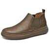 Fashion New Casual Leather Mens Chelsea Boots Fashion Brand Male Motorcycle Boots Comfortable Men High Top Shoes Handmade Elegant Botas