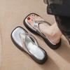 Fashion Designer Silver Leather Platform Slippers Women Thick Heel Flip Flops Female Muffins Summer Shoes Woman Thong Sandalias