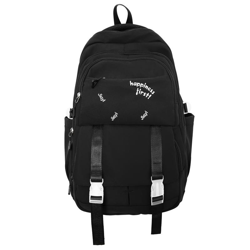 Large Capacity Schoolbag Women's Solid Color Backpack Outdoor Travel Multi-Pocket Backpack