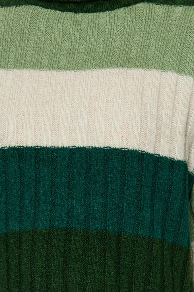 Women's Elegance Style Sweater Dark Green Crop Soft Textured Knitwear Sweater