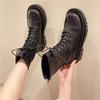 Women's Boots Leather New Autumn Lace-up Motorcycle Boots Ladies British Style Women's Ankle Boots
