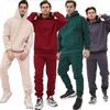 2022 Cross-Border Men's and Women's Solid Color Light Fleece Sports Hoodie Set