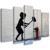 Five Piece Picture Canvas Print Banksy Hammer Boy Street