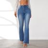 2024 European And American High Waisted Ripped Slightly Flared Jeans For Women'S Temperament Slim Fit Horseshoe Pants