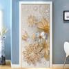 3D Golden Flower Fridge Stickers Waterproof Door Stickers Door Mural Peel Self Adhesive Wallpaper Sticker Removable Wall Decal
