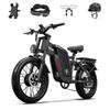 Tifgalop F7 Dual Motor Electric Mountain Bike 2000W 20’’ Full Suspension Fat Tire Ebike with 52V 24AH Battery