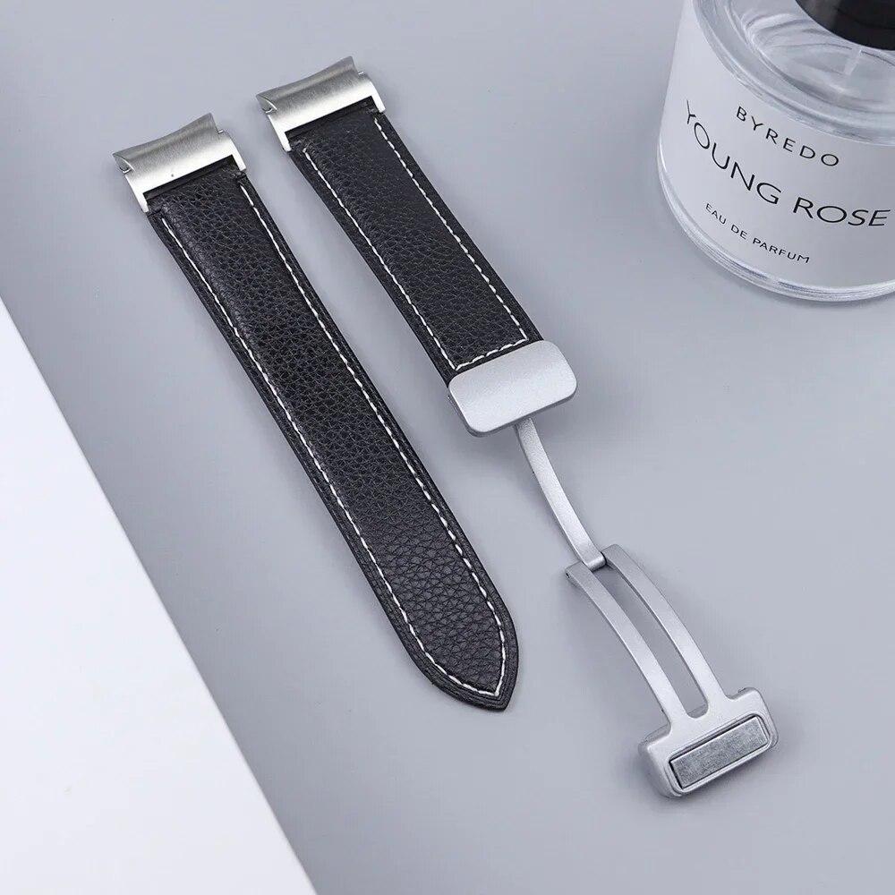 Quick Fit Leather Strap For Samsung Galaxy Watch 6Classic 43mm 47mm 6/5/4 40mm 44mm Magnetic Buckle for Watch 5pro 45mm Leather Band