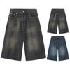 American Retro Distressed Denim Shorts Versatile Loose Leg Straight Leg Cropped Pants
