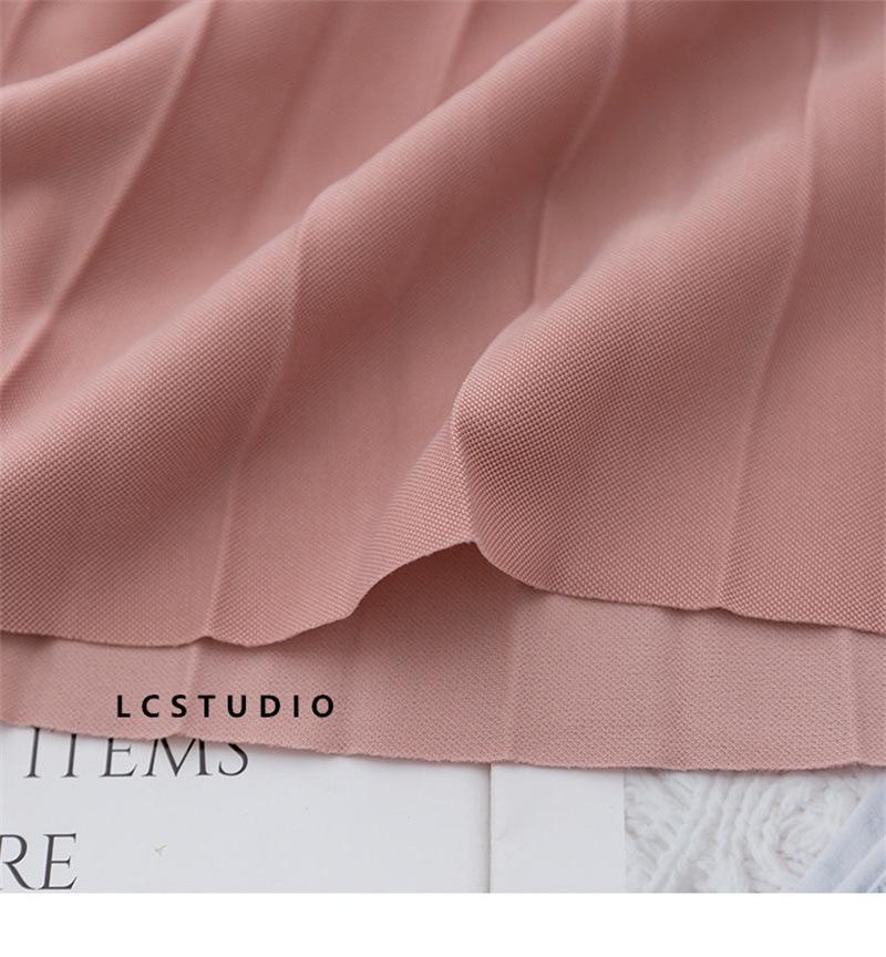 Qooth Elegant A Line Pleated Skirt Spring Summer Long Skirt Women Casual High Waisted Maxi Skirts JM0001