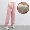 Lamb Cashmere Autumn Winter Plus Velvet Thick Sports Pant Women's Harem Oversized Warm Pants Belt