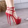 16CM Super High Heels Sandals Party Sexy Dress Shoes Women Thin Heels Platform