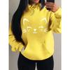 Simple Word Cat Smile Pattern Women Hoodies Fashion Casual Streetwear Personality Hoodie Trendy Fleece Pulloverar