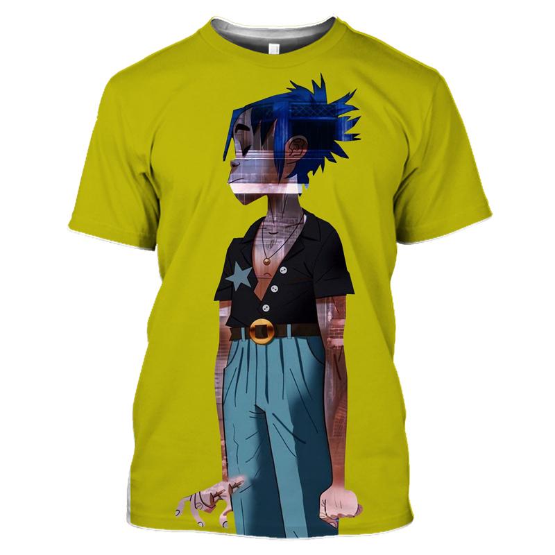 Rock Band Gorillaz Series Print Summer Men's O-Neck T-shirt Casual Short Sleeve Oversized T Shirts Fashion Trend Men Clothing