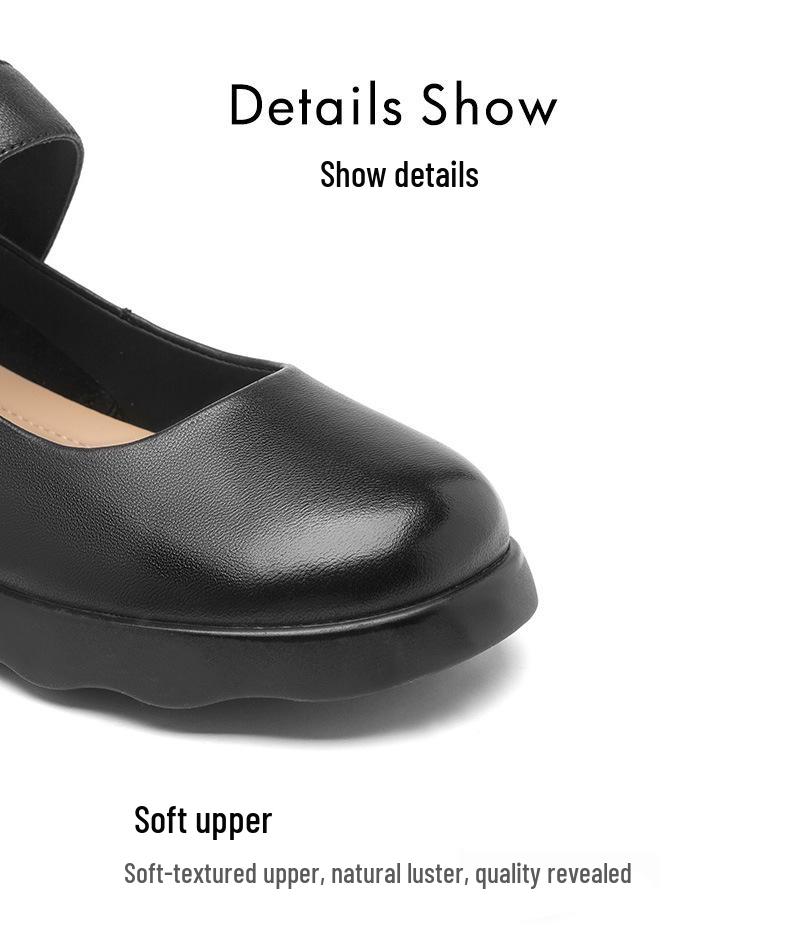 Women's Breathable Summer Low-Cut Leather Shoes, Thick Non-Slip Sole, Versatile Soft Mom Shoes SZ8123