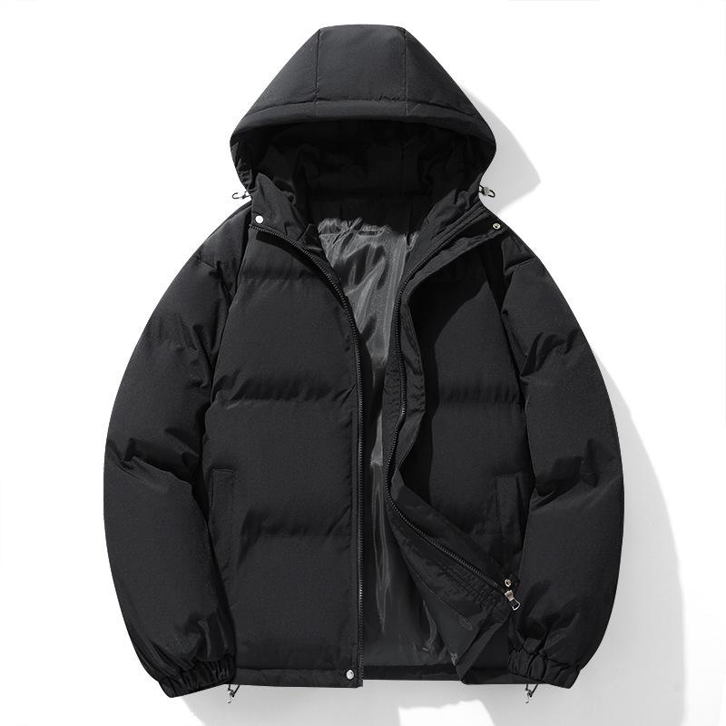Padded-on Men's Winter Couple's Same Padded Jacket Hooded Padded-on Men's Casual Solid Color Thickened Warm Loose Coat Men