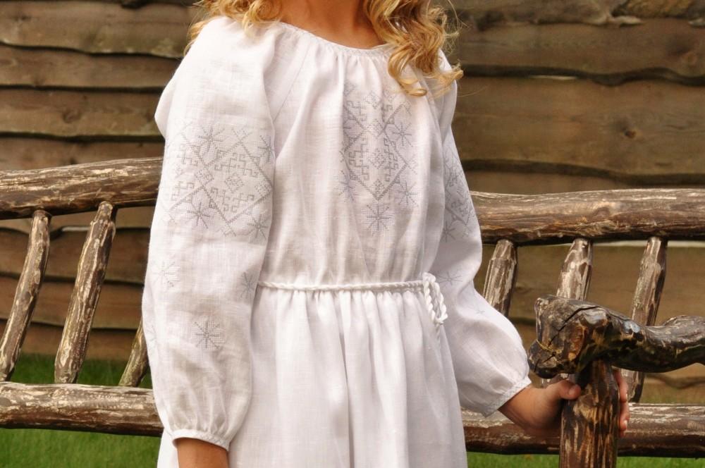 Children's Linen Dress-vyshyvanka with Embroidery, Ukrainian Dress Embroidered Cloth Vyshyvanka, Embroidered Dress, Clothes with Embroidery