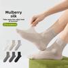 Men's Summer Thin Mid-calf Socks Made of Mulberry Silk, Antibacterial, Deodorizing, Sweat-absorbing and Breathable Black Long Socks