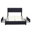 Chloe - Solid and Comfortable Bed 120x190 with Slatted Base with 4 Drawers Headboard Color BLACK Legs In 4 Cm