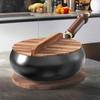 Traditional Wok Pot Hand-Forged Cast Iron Pot Big Belly Frying Pan for Stir-Fry Soup Unique Iron Kitchenware