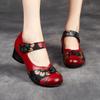 Pumps Women Shoes Retro Genuine Leather Hook & Loop Casual Round Toe Handmade Ladies Shoes