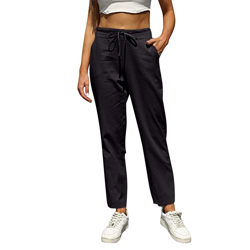 Women's Summer Casual Wide-leg Cotton And Linen High Waist Loose Trousers