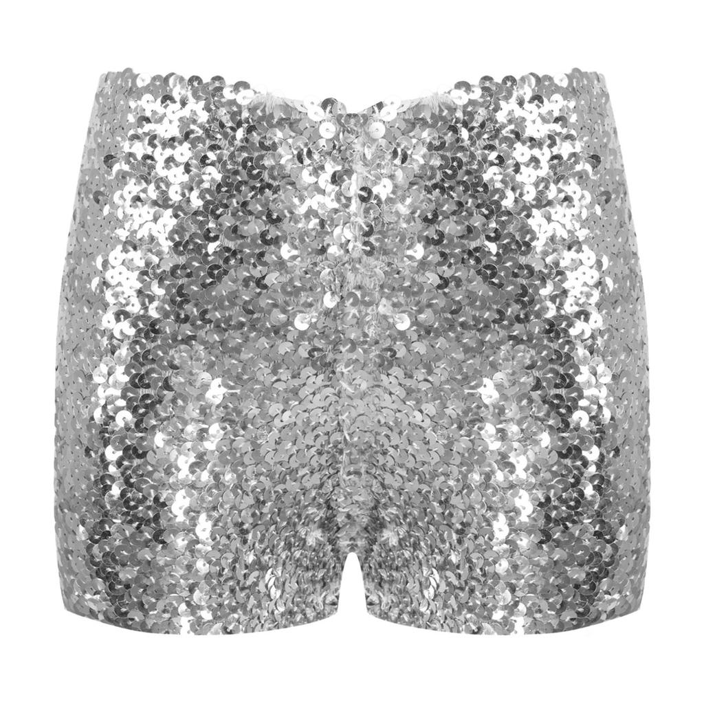 Kids Boys Girls Sparkle Sequins Dance Shorts High Waist Gymnastic Jazzz Hip Hop Dance Performance Dance Shorts