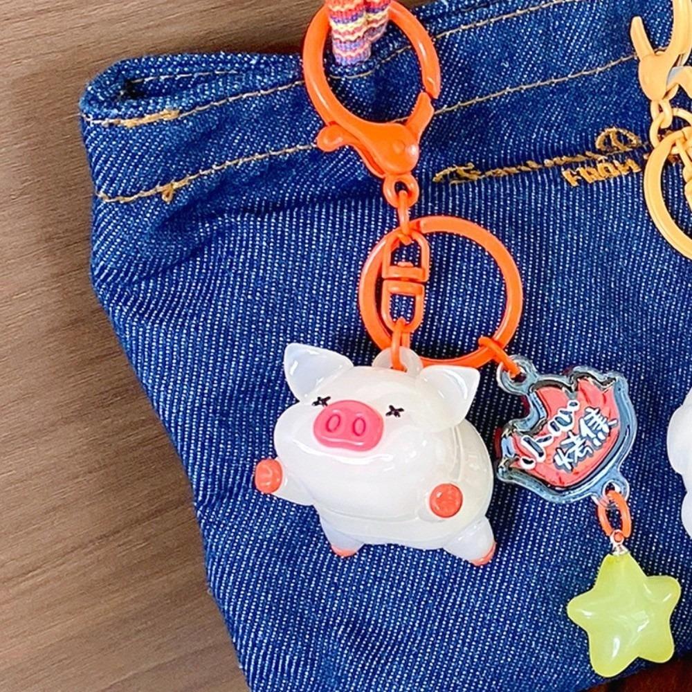 Cartoon Roast Suckling Pig Keyring Funny Toast Pretzel Keychain Bag Hanging