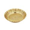 Handmade Brass Puja Thali with Floral Embossed Design | Bhog Plate for Pooja Mandir | Puja Essentials for Home Mandir – 4.41 Inch