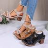 Fashion Low Heel Sandals For Women Fashion Casual Women'S Shoes Thick Heels And Thick Soles Retro Fish Mouth Hollow Platform Sandals