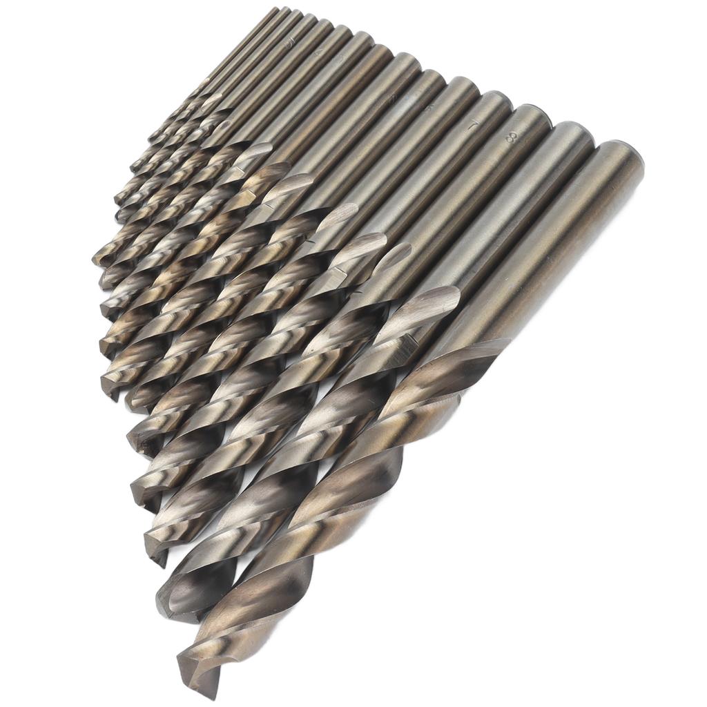 15Pcs Twist Drill Bit 135 Degrees Oxidized Gold Cobalt Drills Bits Set for Cutting Hard Metals