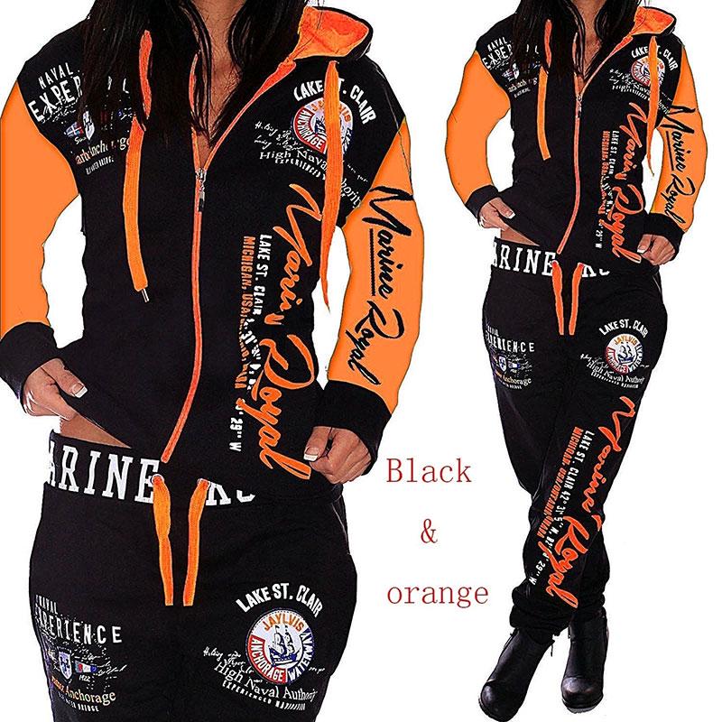 Fashion Women Clothing Women Hooded Tracksuit Printing Fashion Sets Sportswear Athletic Sets