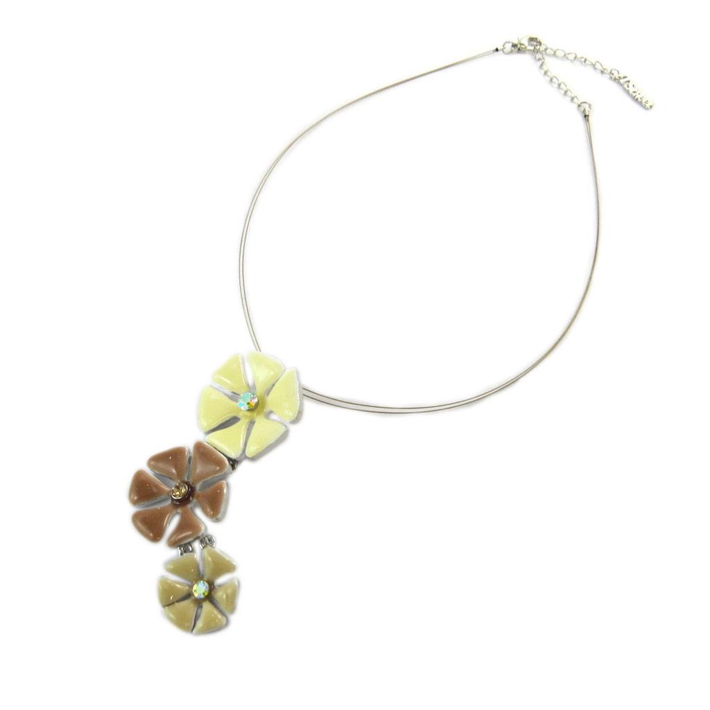 Les Trésors De Lily [E0392] - Taupe Beige 'Mimosas' Designer Necklace