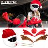 New Motorcycle Rearview Mirror Trim Full Helmet Cover Decor Santa Claus Reindeer Antlers Bell Merry Christmas New Year Presents