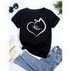 Cute Cat Print Women's T-shirt Casual Short-sleeved Blouse Summer Women's Cartoon Street Wear Y2k Clothing