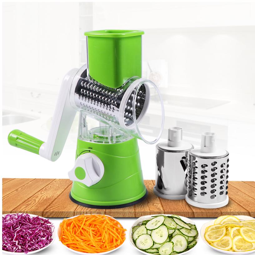 3In1 Hand-Cutter Vegetable Stainless Steel Multi-Function Drum Rotary Grater Fruit Potato Onion Slicer Kitchen Tool Food Chopper