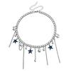 Accessories Blue Rhinestones Stars Tassel Babes Wind Necklace Women'S Premium Neck Chain Collarbone Chain