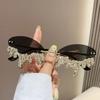 Diamond Rimless Sunglasses Women Luxury Brand Rhinestone Sun Glasses Ladies Sexy Tear Shape Punk Party Eyewear