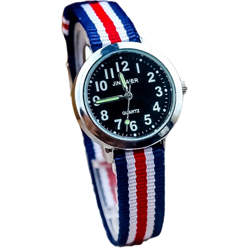 Детские повседневные спортивные цифровые кварцевые часы со светящимися стрелками и нейлоновым ремешком