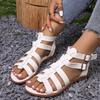 New Luxury Women's Sandals Elegant Woman with Low Heels Flats Casual Gladiator White Fish Toe Designer Sandals Female Flats
