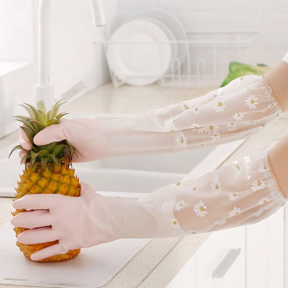 Rubber Thick Waterproof Household Scrubber Dishwashing Gloves Kitchen Clean Tool Cleaning Gloves