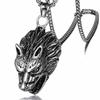 HNSP Punk Animal Wolf Head Chain Pendant Necklace For Men Male Jewelry Gift