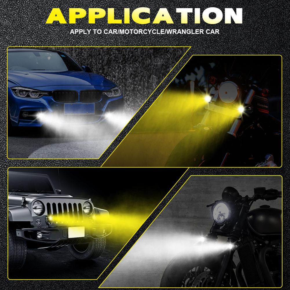 Automobile LED Spotlight Dual Color LED Lens 60W High/Low Beam Headlight Running Light Auxiliary Car Fog Light 12-24V