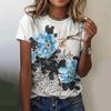 Summer Angel Flower 3D Printing T-shirt Women's Street Casual Fashion Y2k Round Neck Short-sleeved Top Clothing