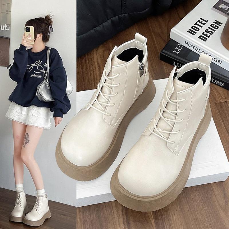 Fashion Hot Selling Riding Boots Woman 2025 Autumn Winter New Fashion Thick Sole Simple British Style Brown Fashion Ankle Boots Woman