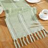 Rural Handmade Woven Tassel Hollow Table Flag Tablecloth Simple Modern Cover Cloth Long Strip Cotton Linen Tablecloth